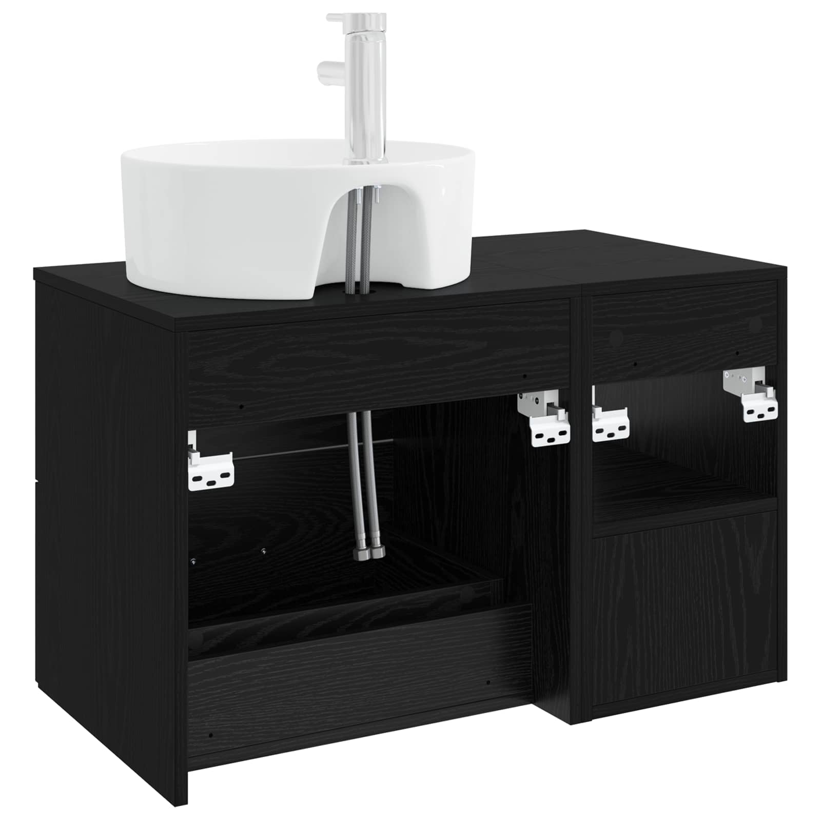Badezimmermöbel-Set 2 pcs Schwarze Eiche Holzwerkstoff