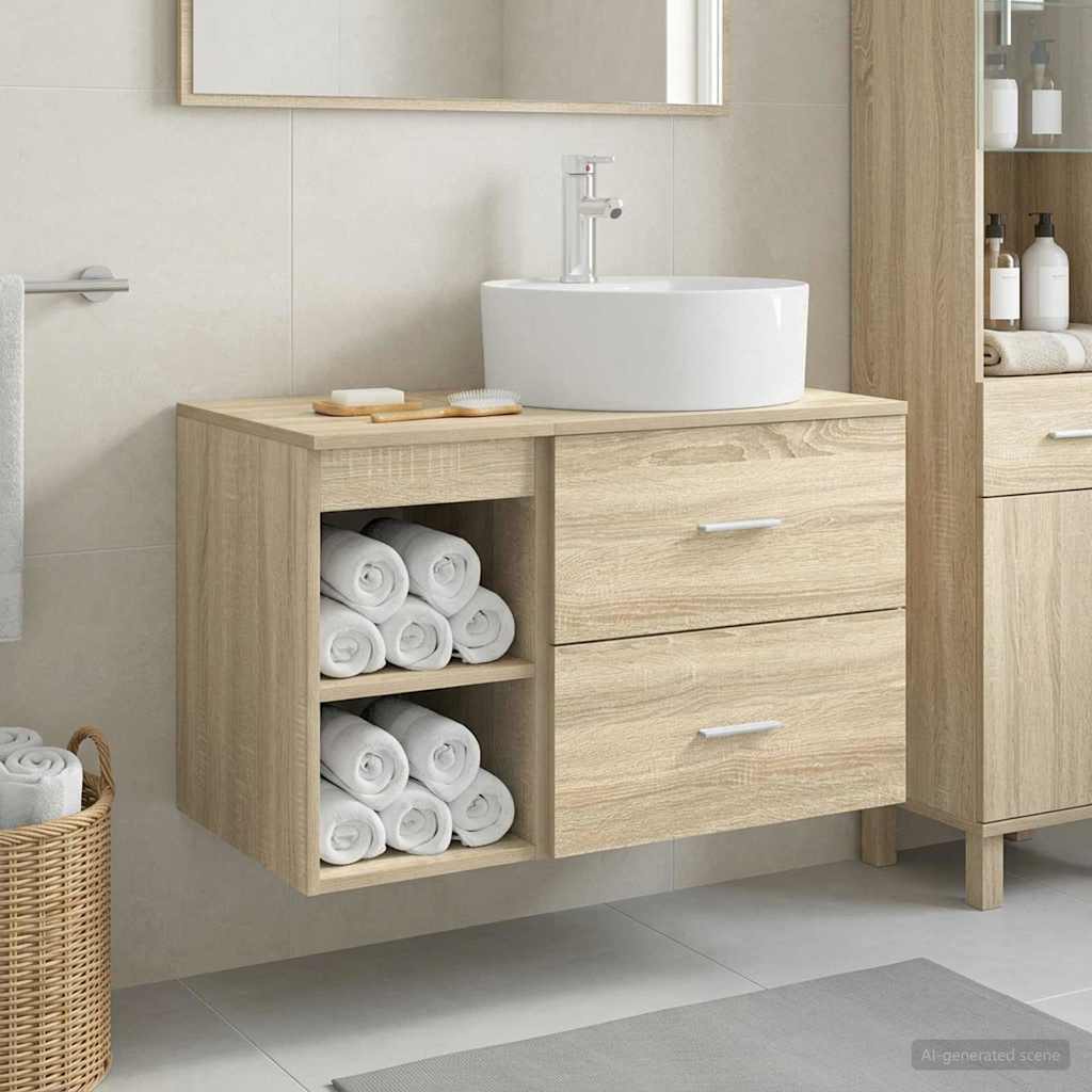 Badezimmermöbel-Set 2 pcs Sonoma-Eiche Holzwerkstoff