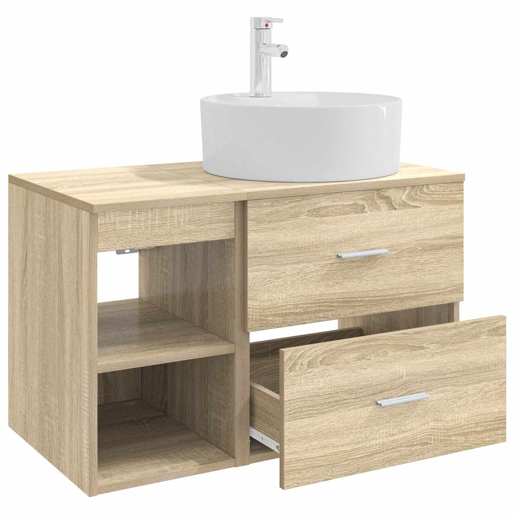 Badezimmermöbel-Set 2 pcs Sonoma-Eiche Holzwerkstoff