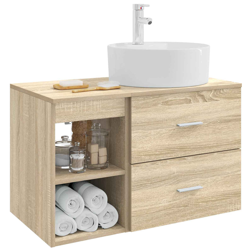 Badezimmermöbel-Set 2 pcs Sonoma-Eiche Holzwerkstoff