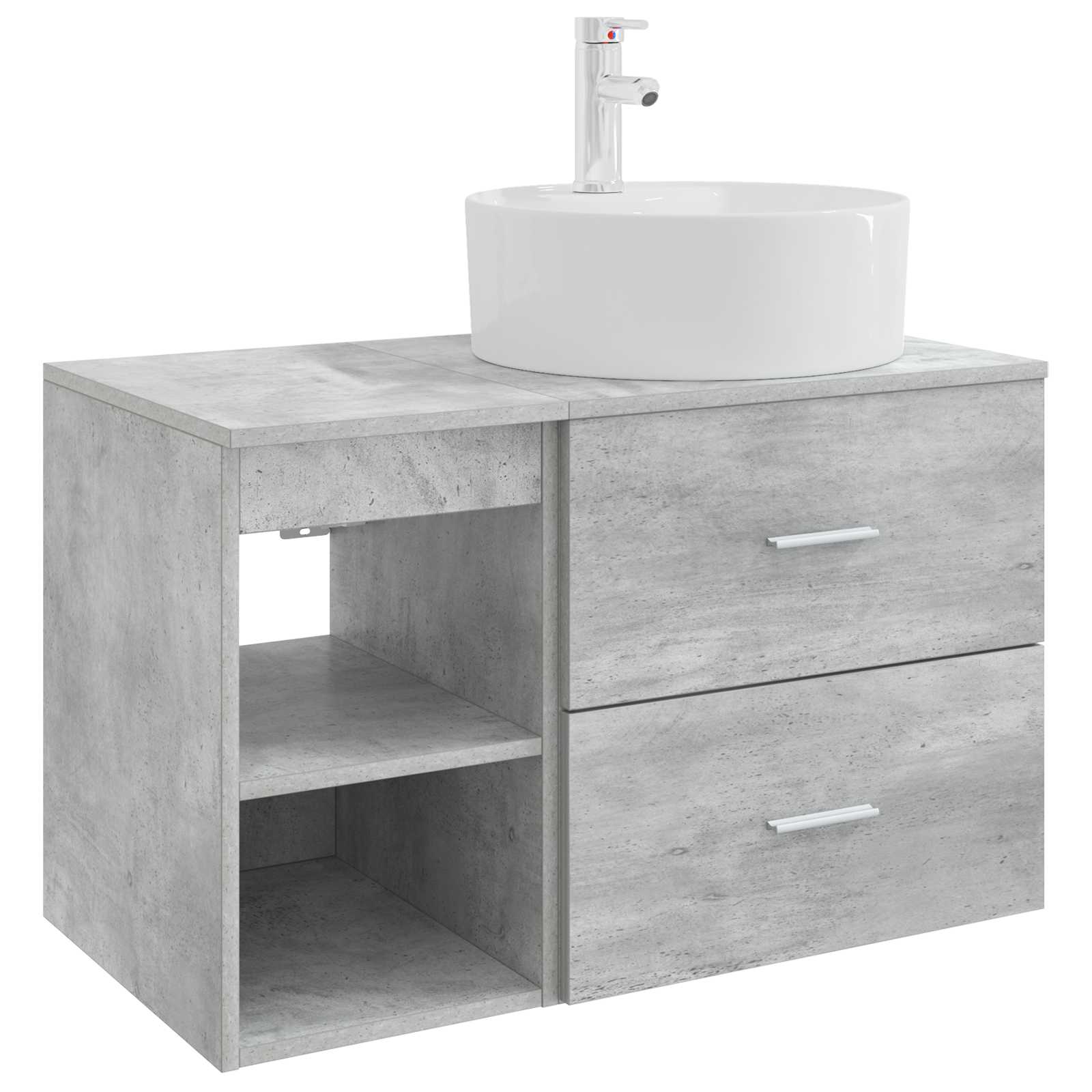 Badezimmermöbel-Set 2 pcs Betongrau Holzwerkstoff