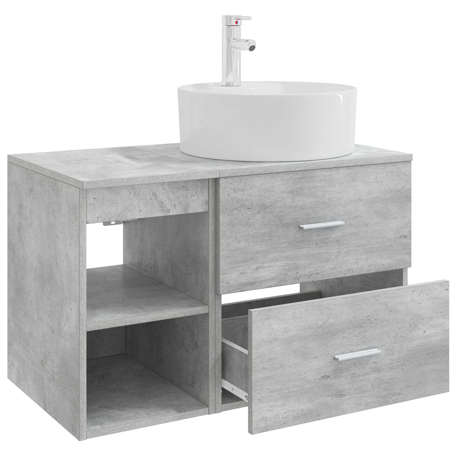 Badezimmermöbel-Set 2 pcs Betongrau Holzwerkstoff