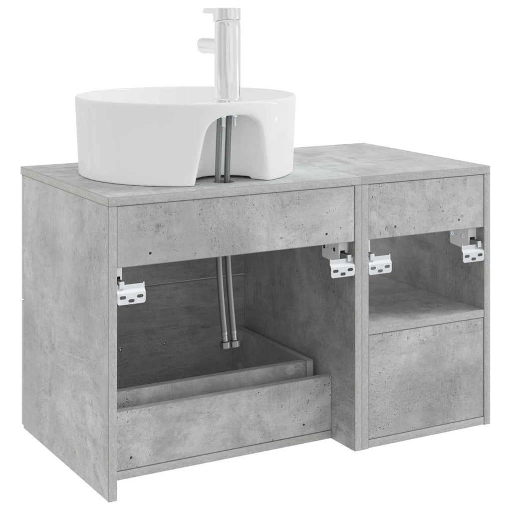 Badezimmermöbel-Set 2 pcs Betongrau Holzwerkstoff