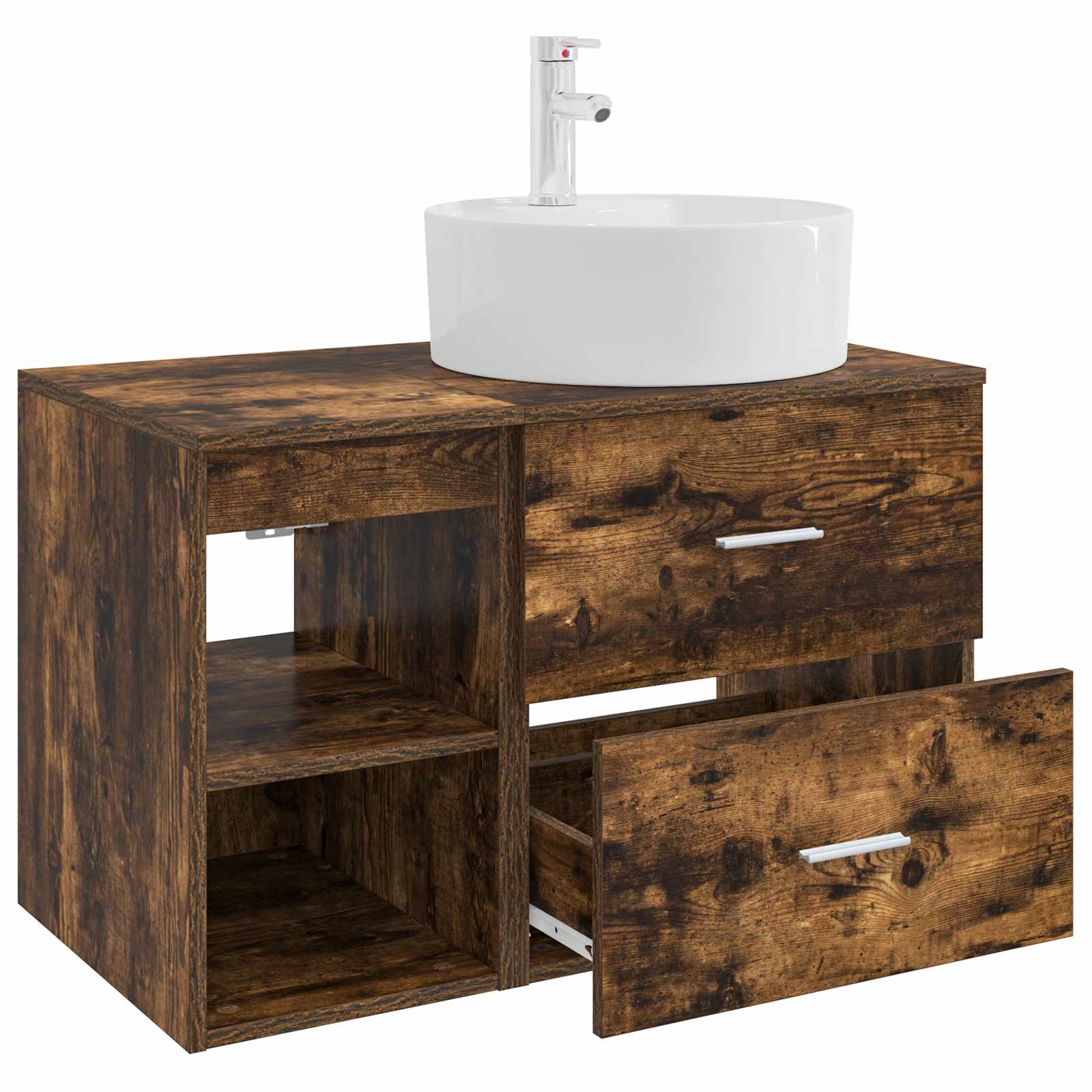 Badezimmermöbel-Set 2 pcs Geräucherte Eiche Holzwerkstoff