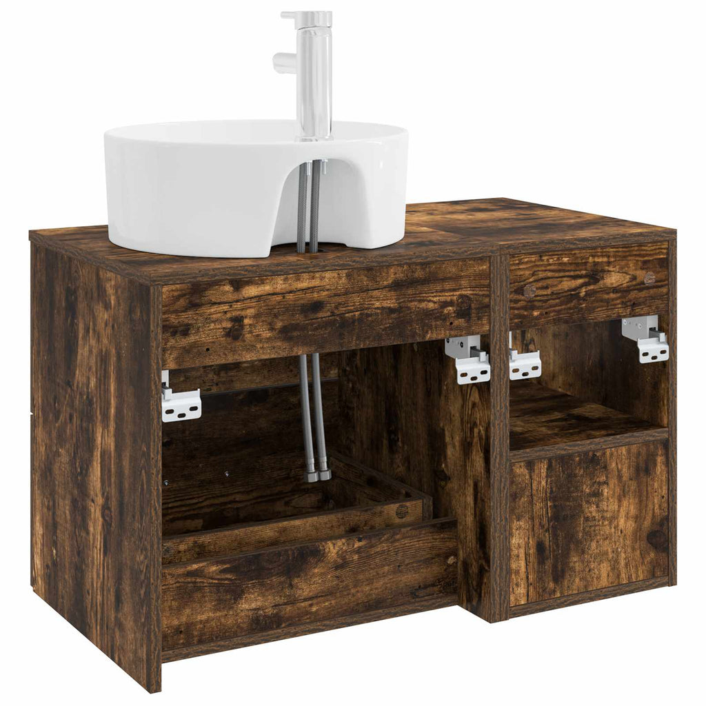 Badezimmermöbel-Set 2 pcs Geräucherte Eiche Holzwerkstoff