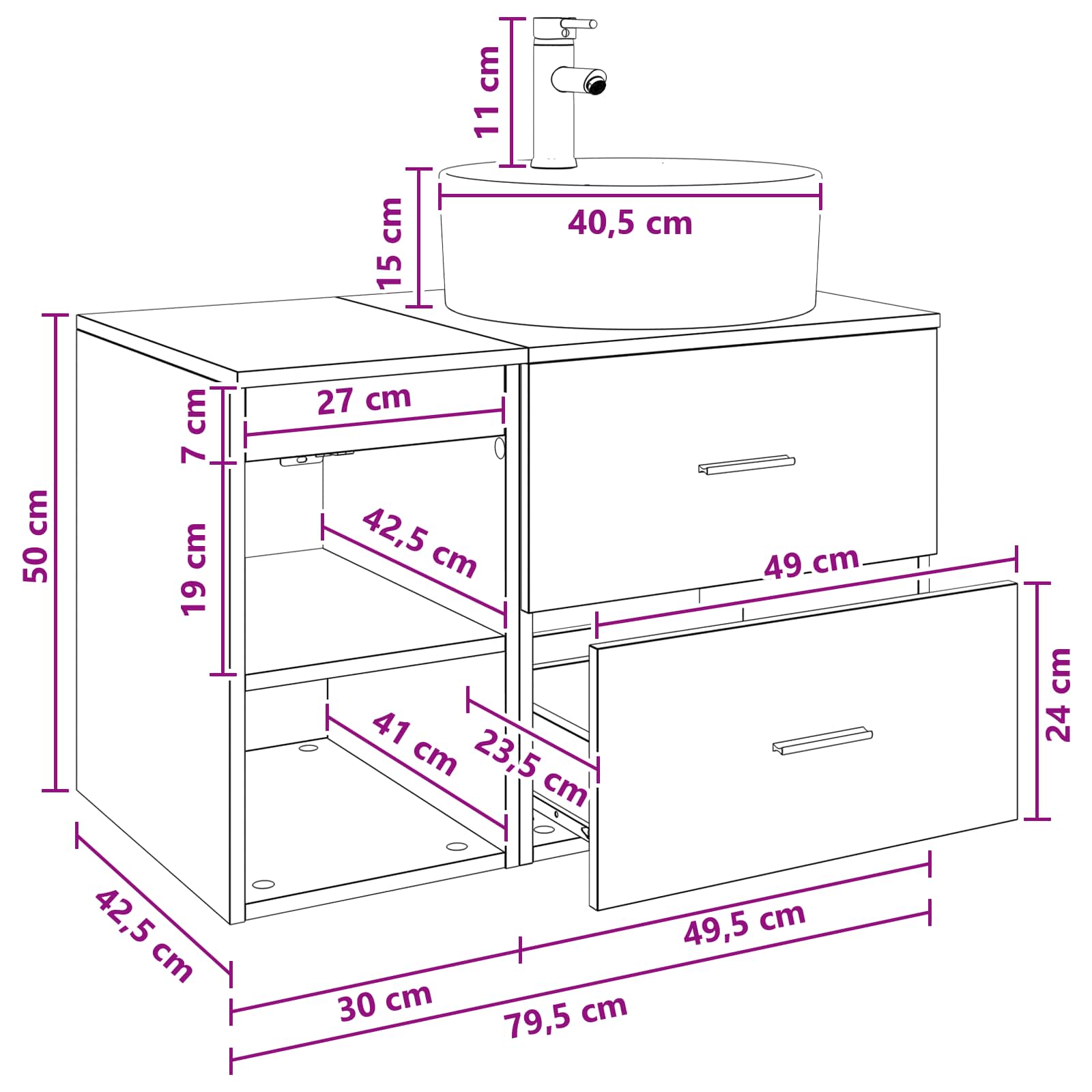Badezimmermöbel-Set 2 pcs Geräucherte Eiche Holzwerkstoff