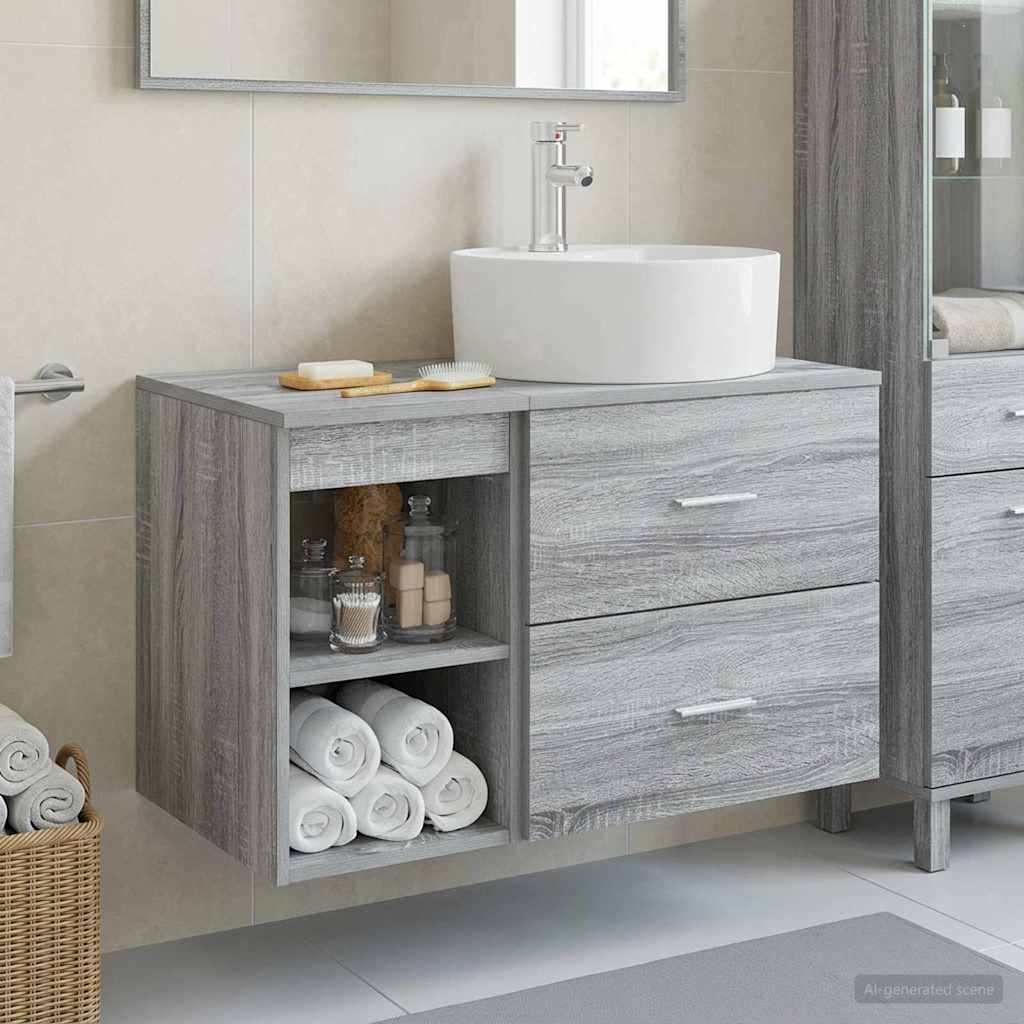 Badezimmermöbel-Set 2 pcs Grau Sonoma Holzwerkstoff