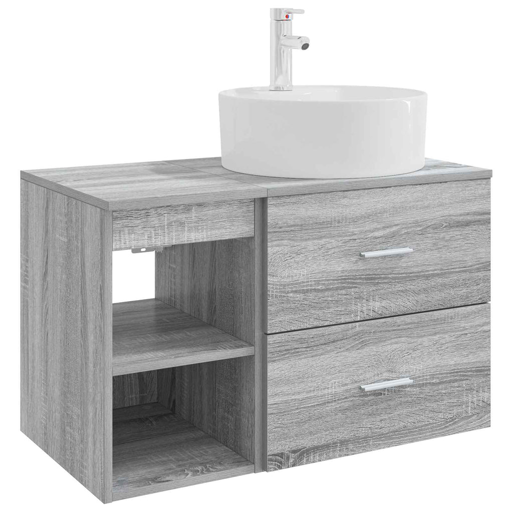 Badezimmermöbel-Set 2 pcs Grau Sonoma Holzwerkstoff