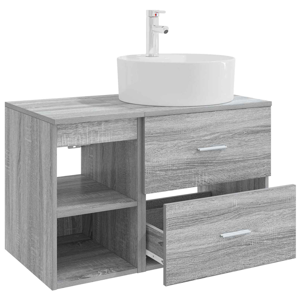 Badezimmermöbel-Set 2 pcs Grau Sonoma Holzwerkstoff