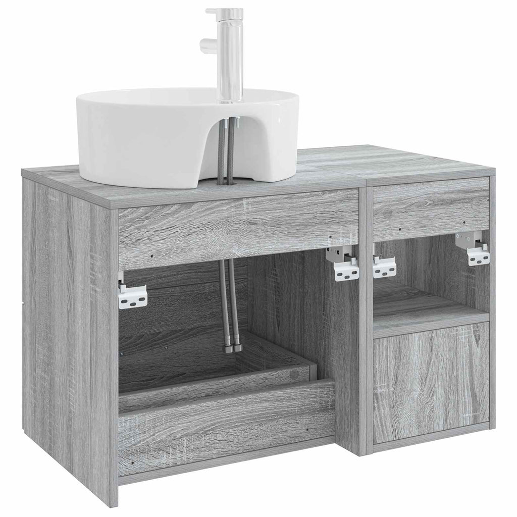 Badezimmermöbel-Set 2 pcs Grau Sonoma Holzwerkstoff