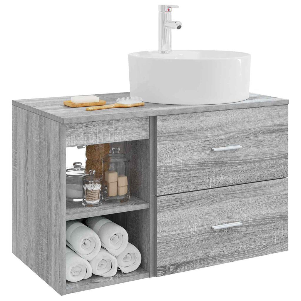 Badezimmermöbel-Set 2 pcs Grau Sonoma Holzwerkstoff