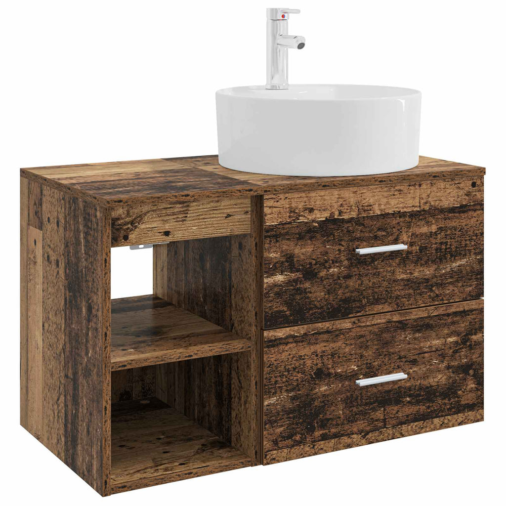 Badezimmermöbel-Set 2 pcs Altholz Holzwerkstoff