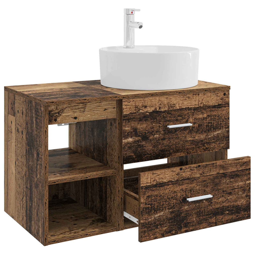 Badezimmermöbel-Set 2 pcs Altholz Holzwerkstoff
