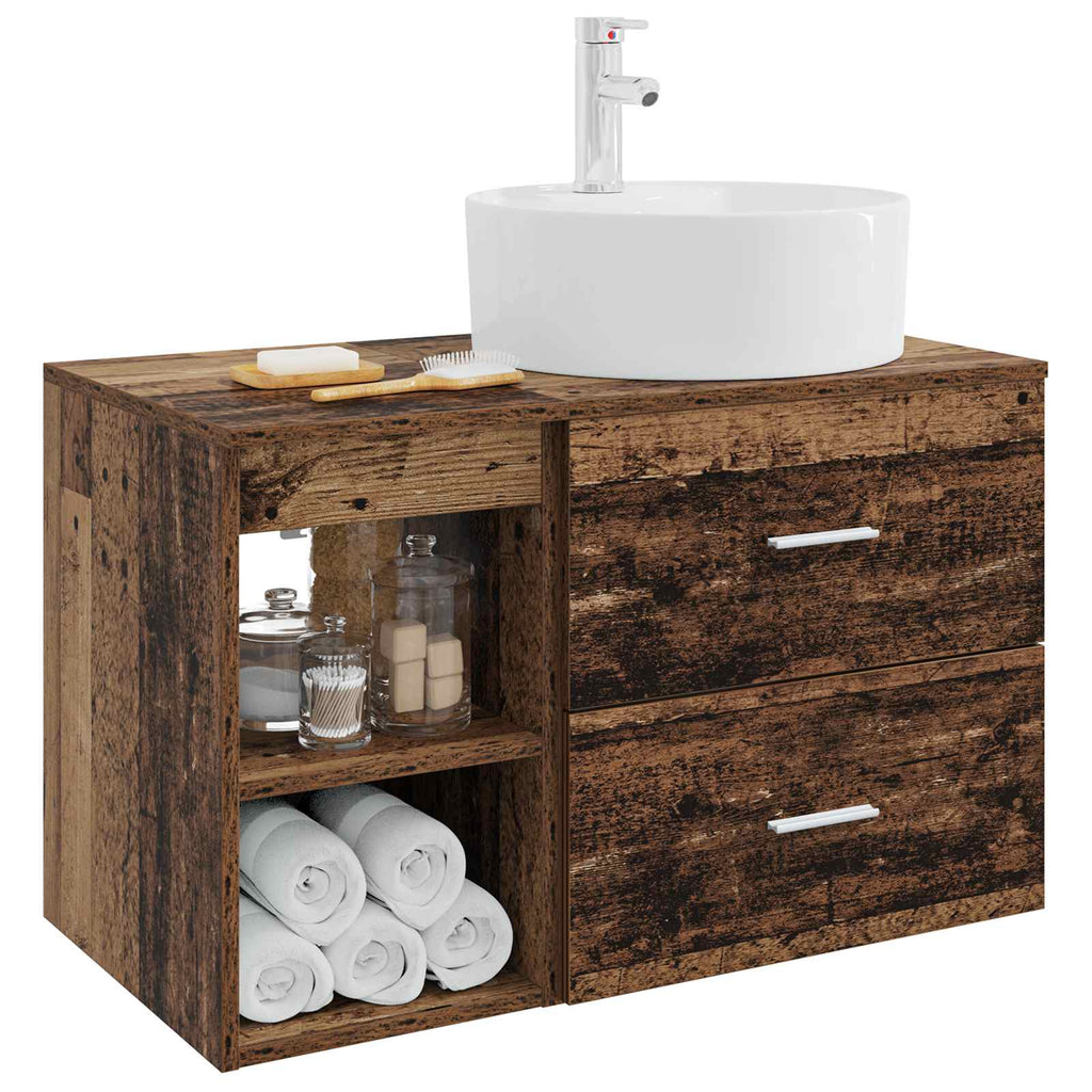 Badezimmermöbel-Set 2 pcs Altholz Holzwerkstoff