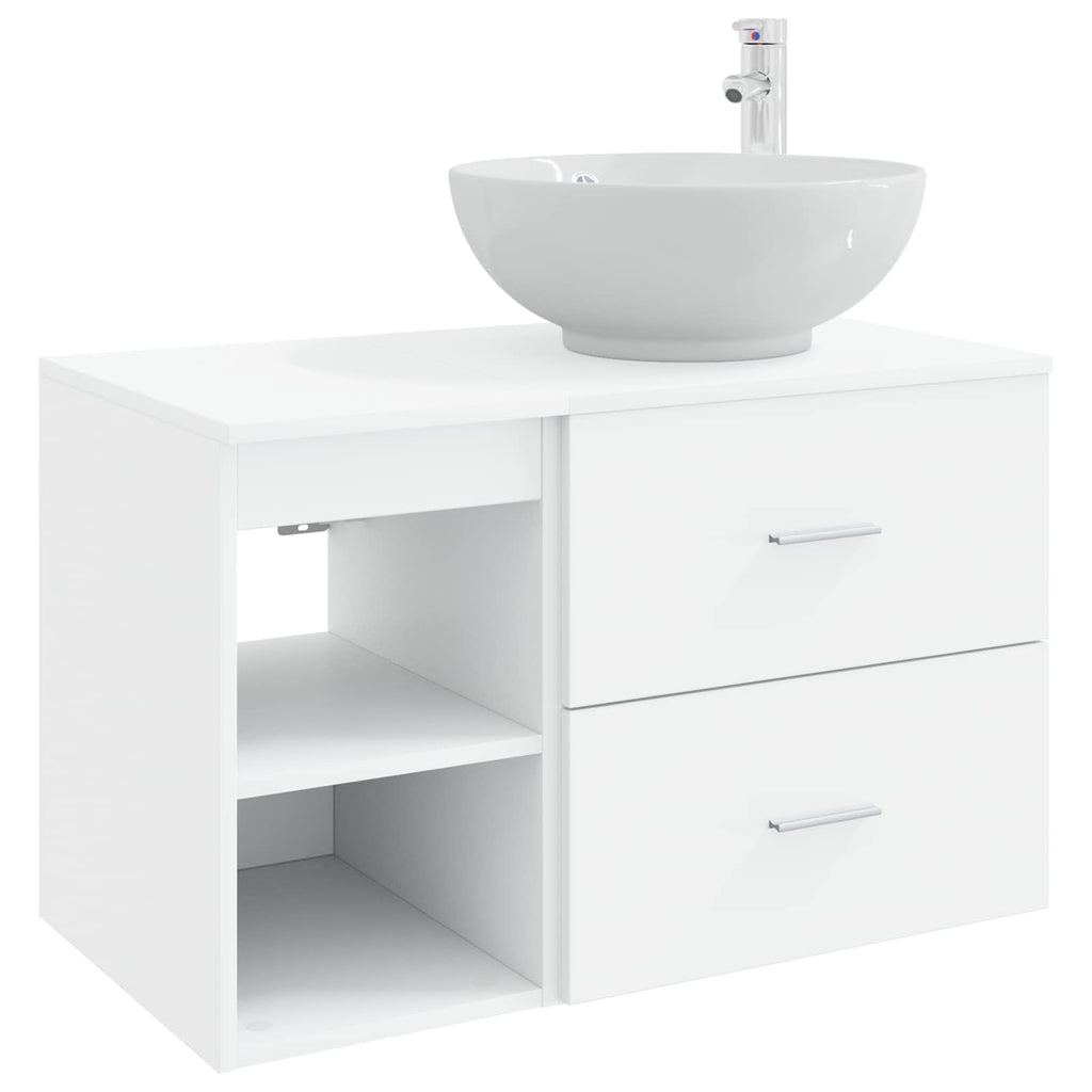 Badezimmermöbel-Set 2 pcs Weiß Holzwerkstoff