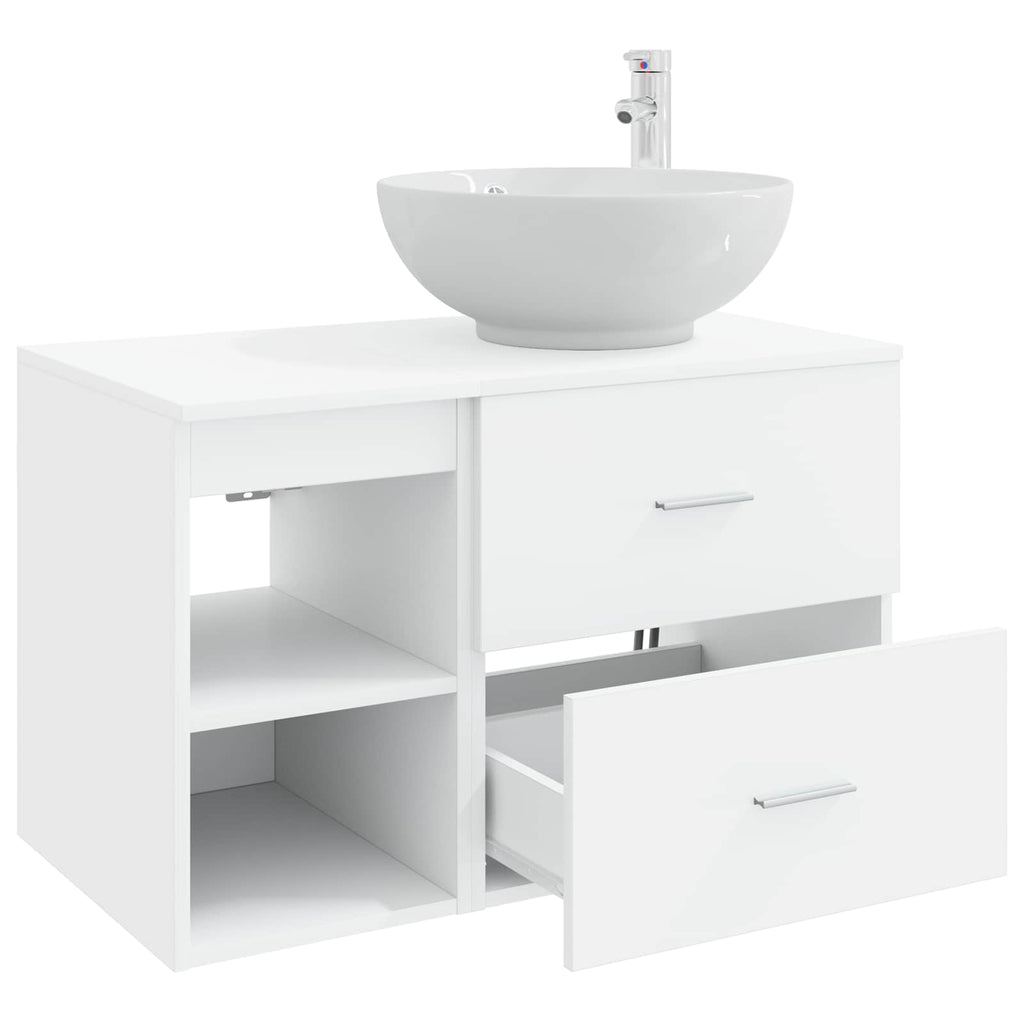 Badezimmermöbel-Set 2 pcs Weiß Holzwerkstoff