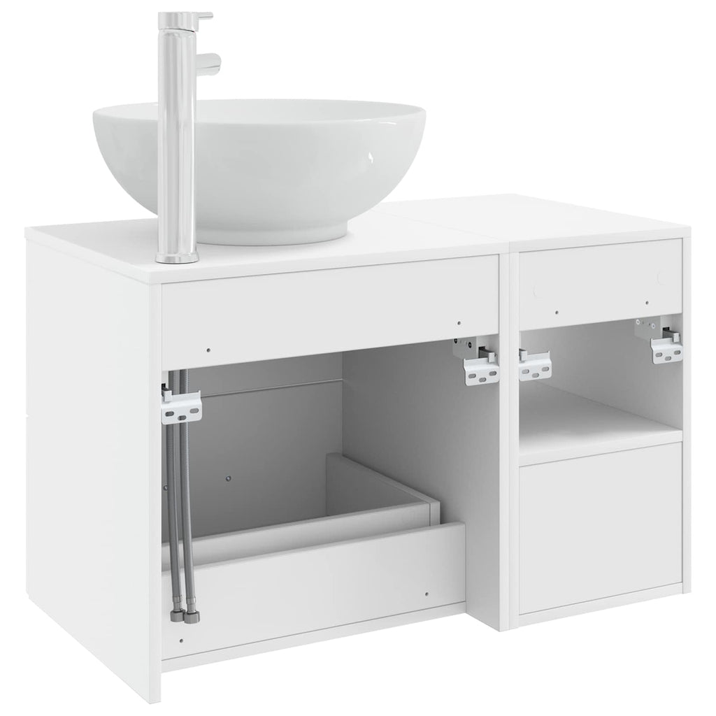 Badezimmermöbel-Set 2 pcs Weiß Holzwerkstoff