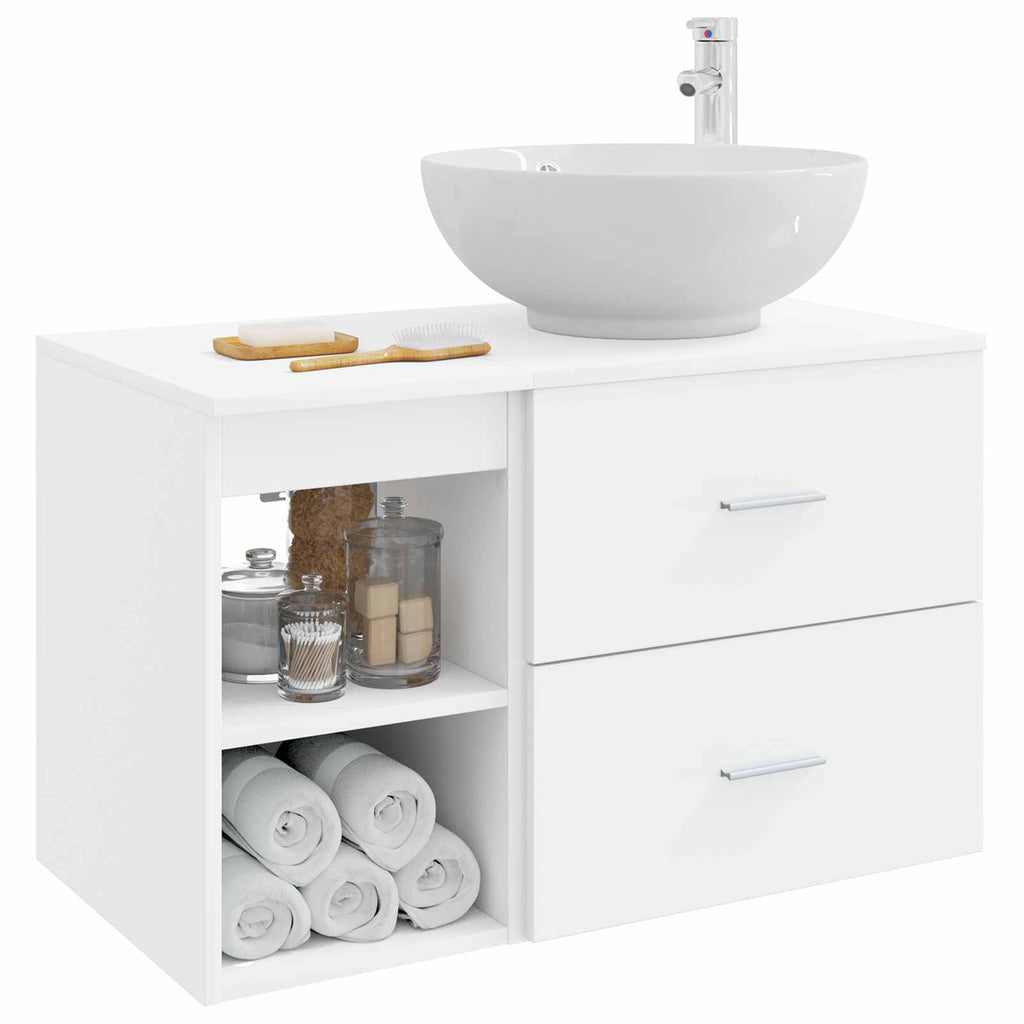 Badezimmermöbel-Set 2 pcs Weiß Holzwerkstoff