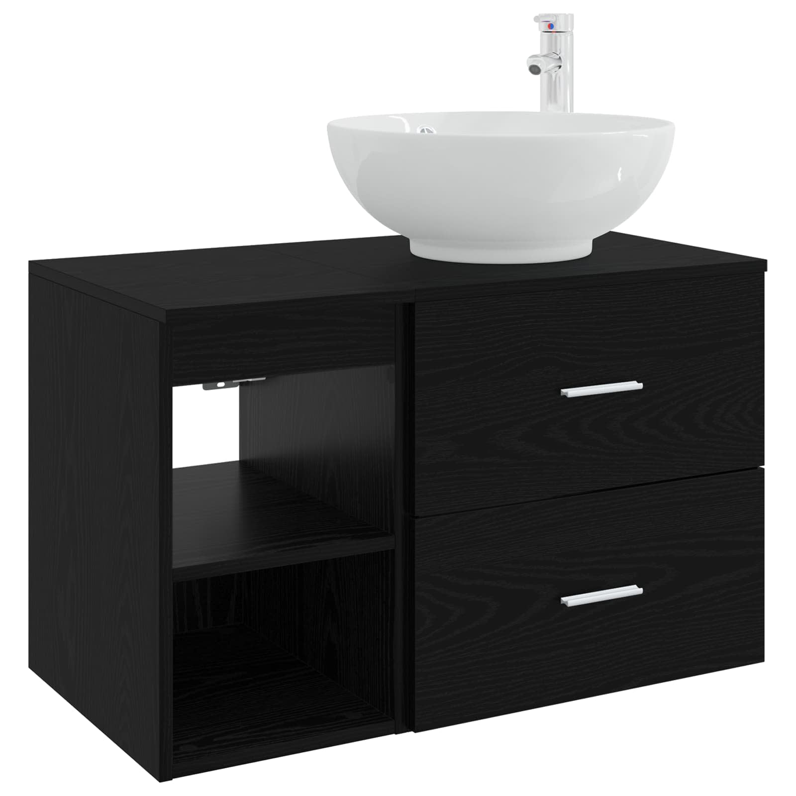 Badezimmermöbel-Set 2 pcs Schwarze Eiche Holzwerkstoff