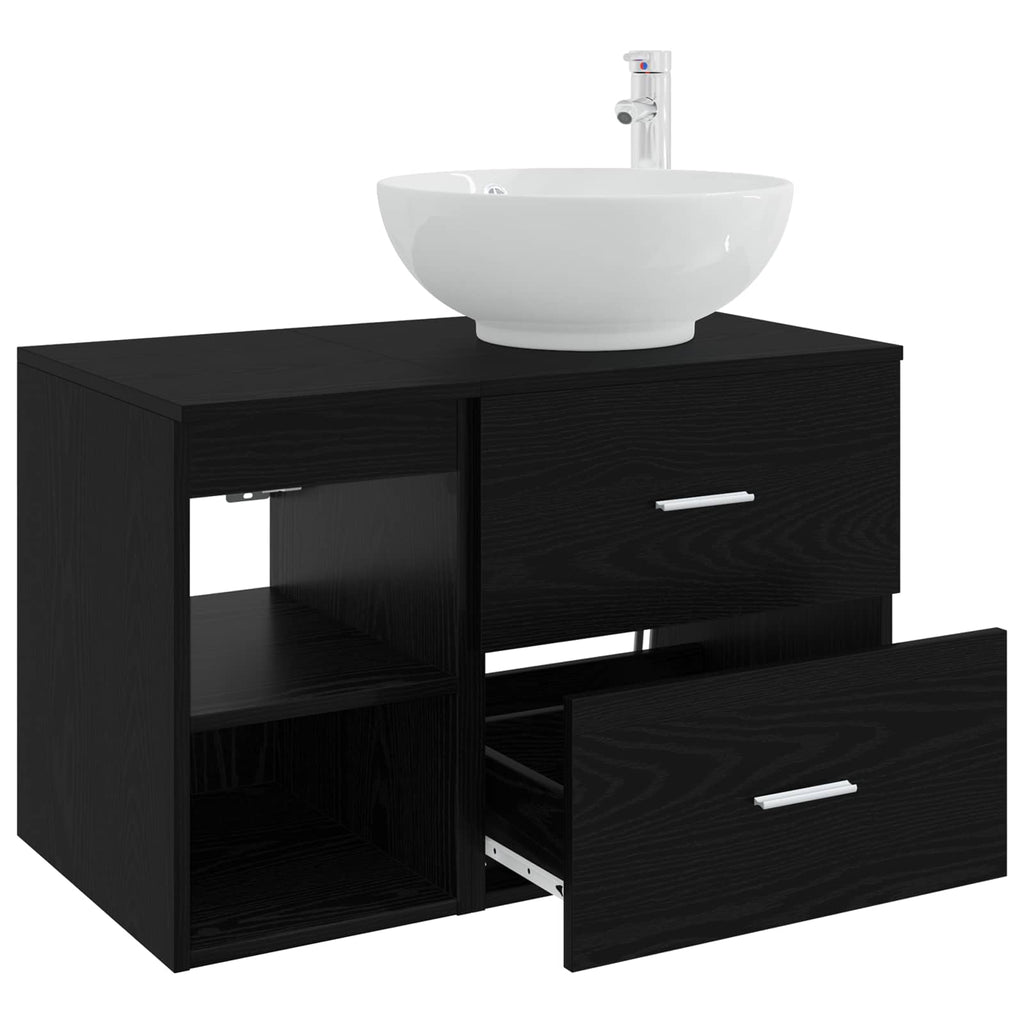 Badezimmermöbel-Set 2 pcs Schwarze Eiche Holzwerkstoff