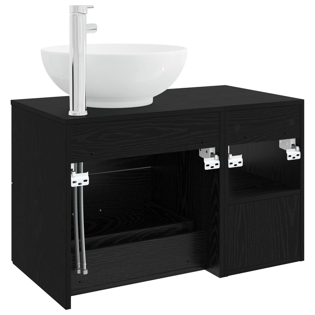 Badezimmermöbel-Set 2 pcs Schwarze Eiche Holzwerkstoff