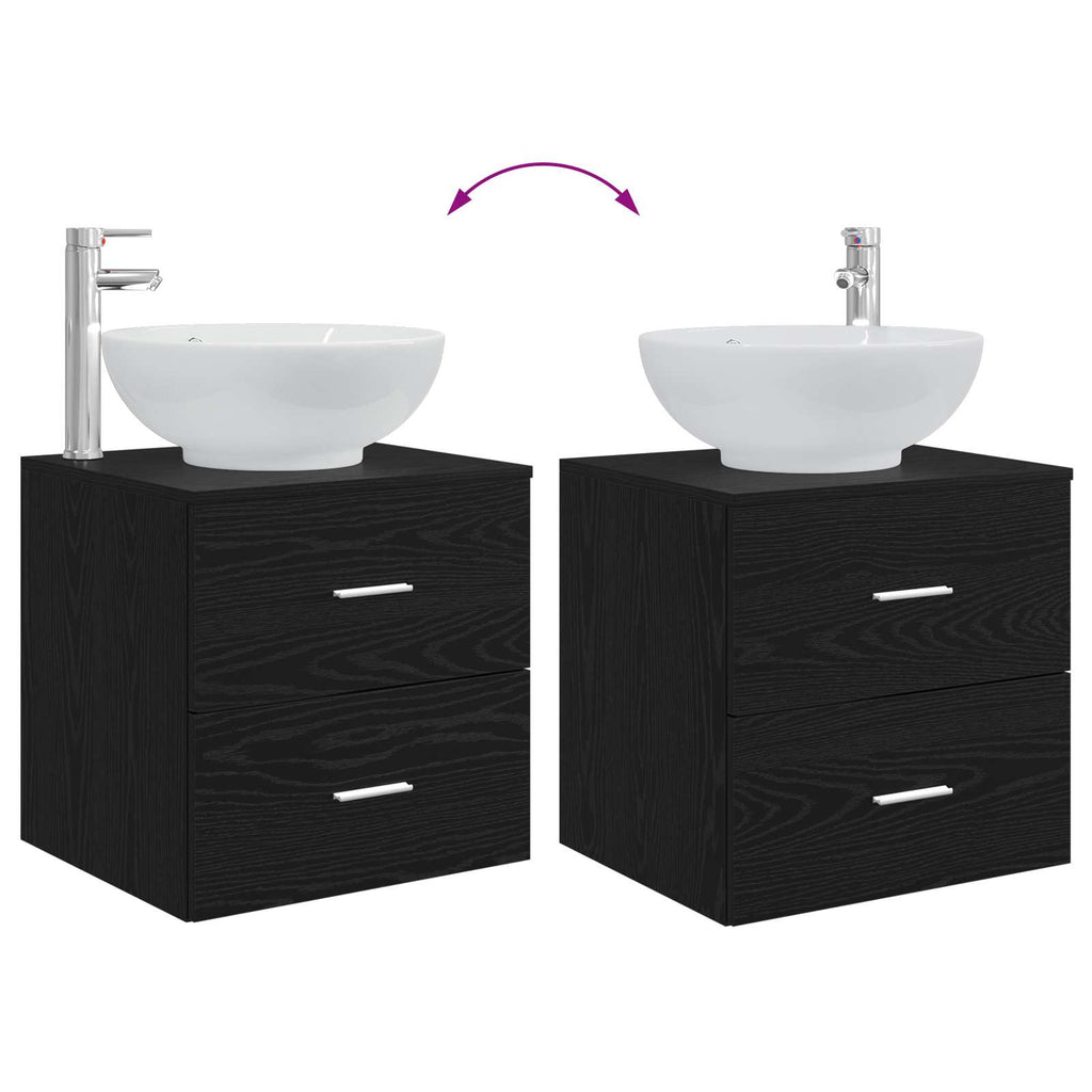 Badezimmermöbel-Set 2 pcs Schwarze Eiche Holzwerkstoff