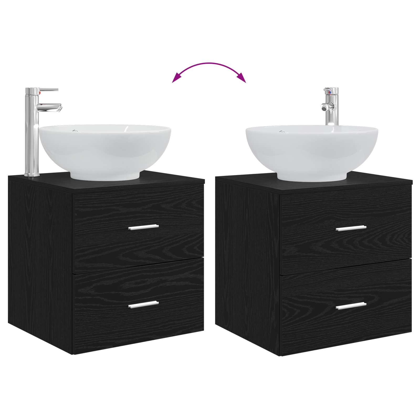 Badezimmermöbel-Set 2 pcs Schwarze Eiche Holzwerkstoff