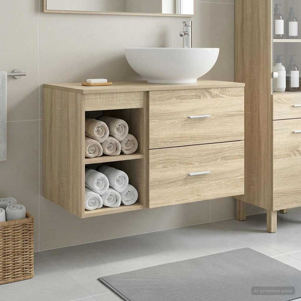 Badezimmermöbel-Set 2 pcs Sonoma-Eiche Holzwerkstoff