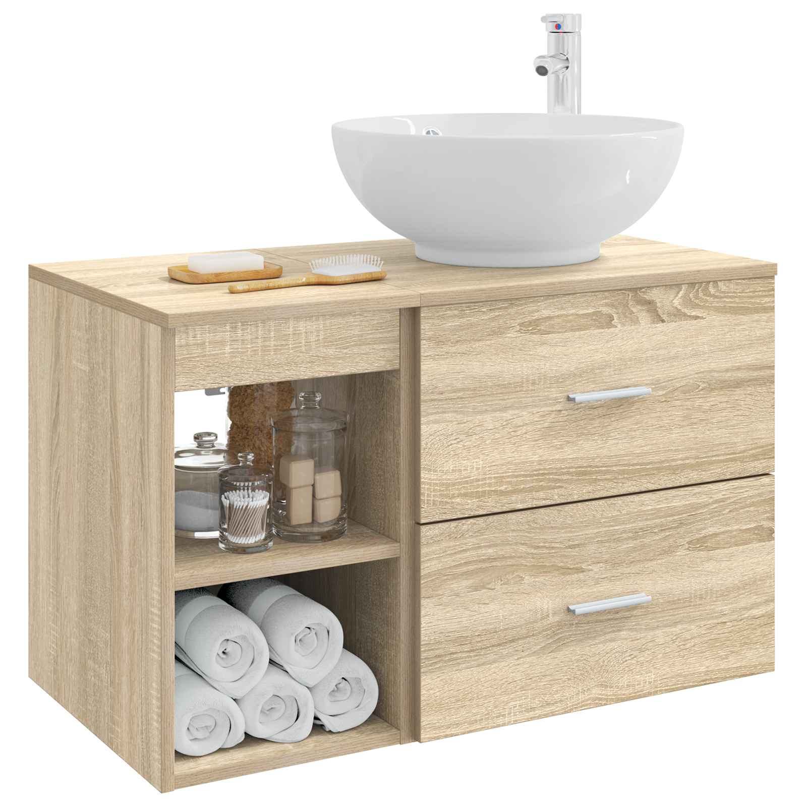 Badezimmermöbel-Set 2 pcs Sonoma-Eiche Holzwerkstoff
