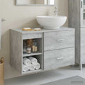 Badezimmermöbel-Set 2 pcs Betongrau Holzwerkstoff