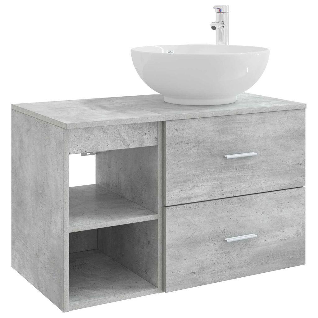 Badezimmermöbel-Set 2 pcs Betongrau Holzwerkstoff