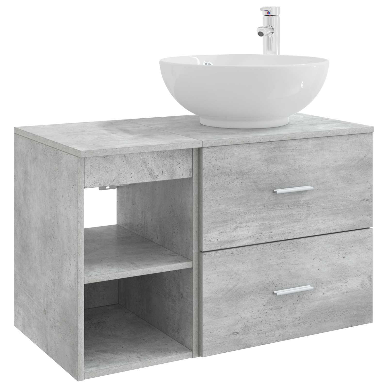 Badezimmermöbel-Set 2 pcs Betongrau Holzwerkstoff