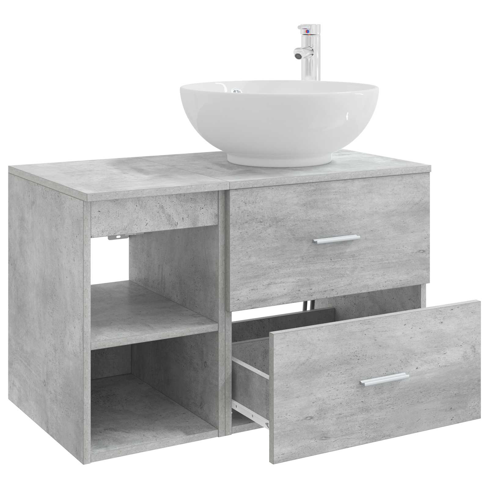 Badezimmermöbel-Set 2 pcs Betongrau Holzwerkstoff