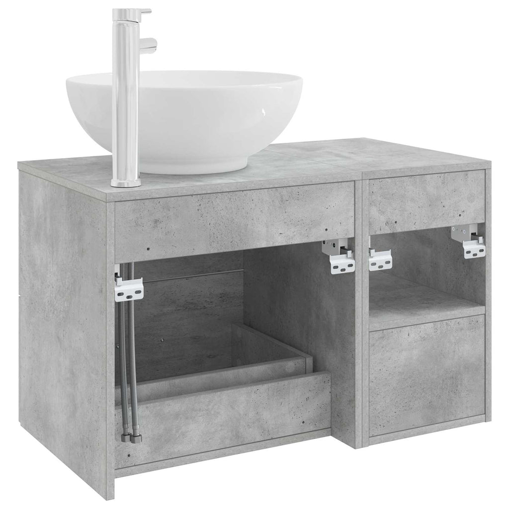 Badezimmermöbel-Set 2 pcs Betongrau Holzwerkstoff