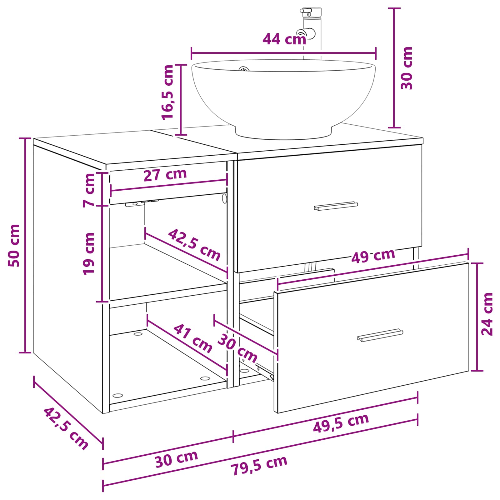 Badezimmermöbel-Set 2 pcs Betongrau Holzwerkstoff
