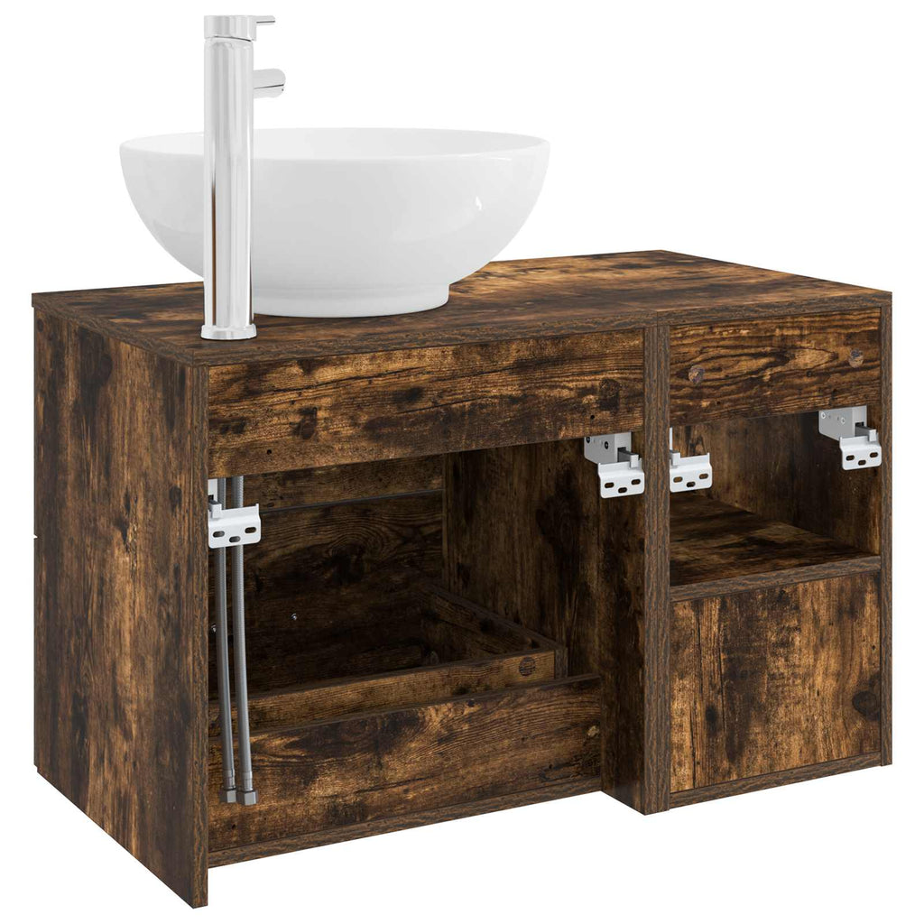 Badezimmermöbel-Set 2 pcs Geräucherte Eiche Holzwerkstoff