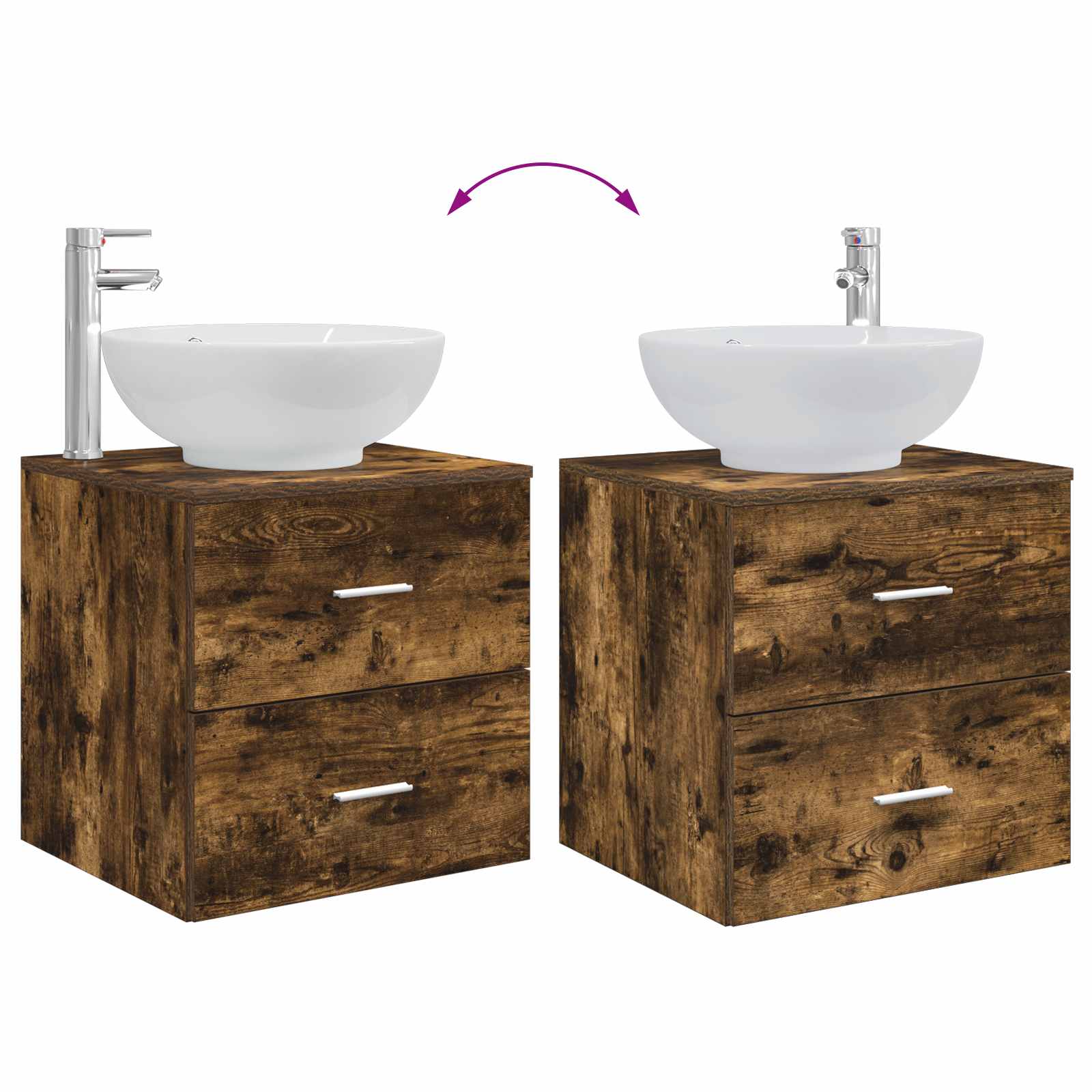 Badezimmermöbel-Set 2 pcs Geräucherte Eiche Holzwerkstoff