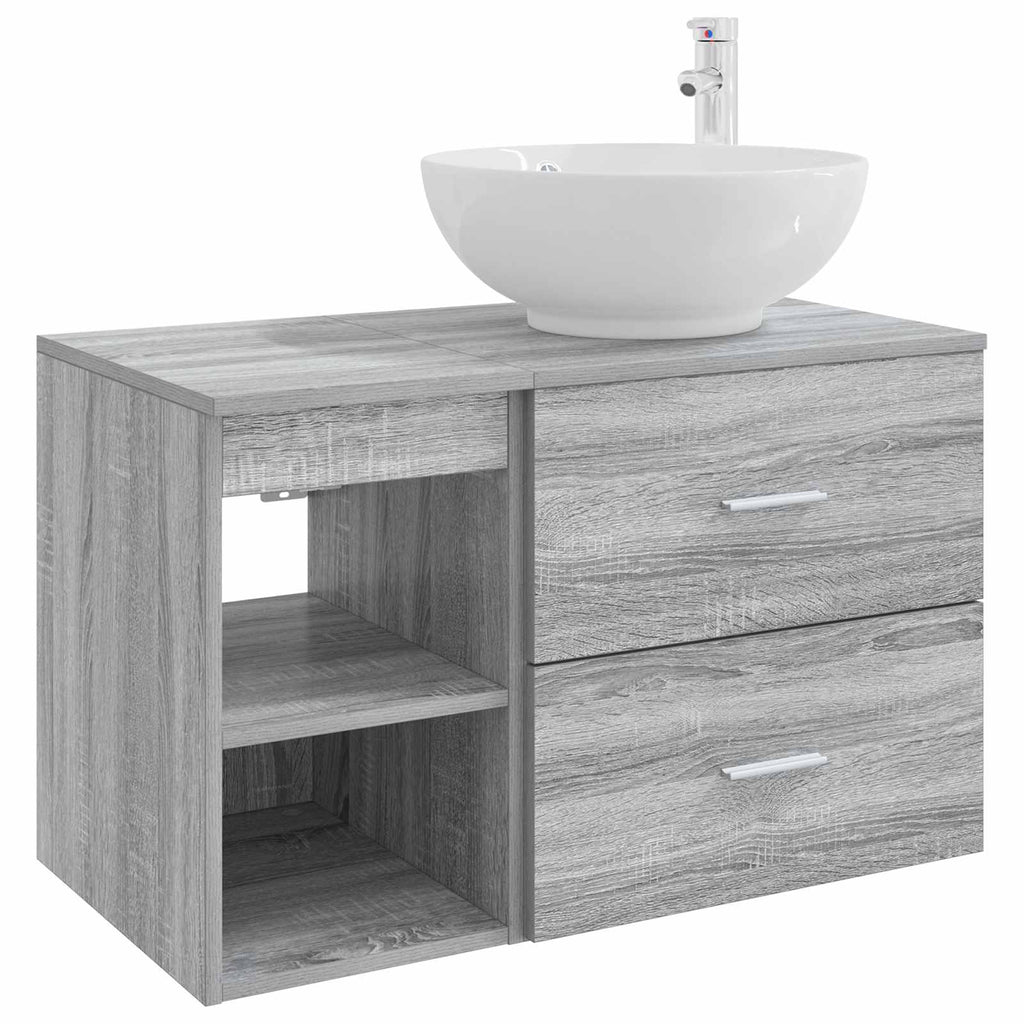 Badezimmermöbel-Set 2 pcs Grau Sonoma Holzwerkstoff