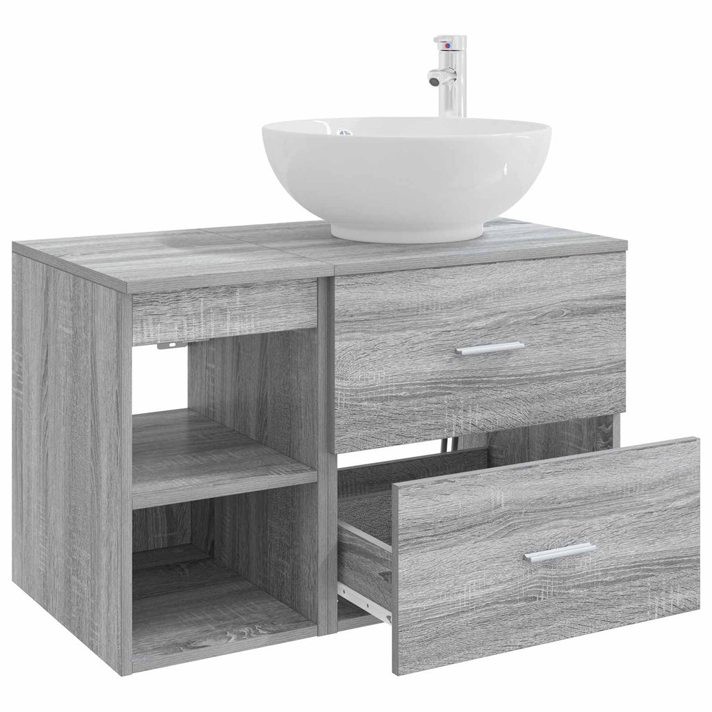 Badezimmermöbel-Set 2 pcs Grau Sonoma Holzwerkstoff