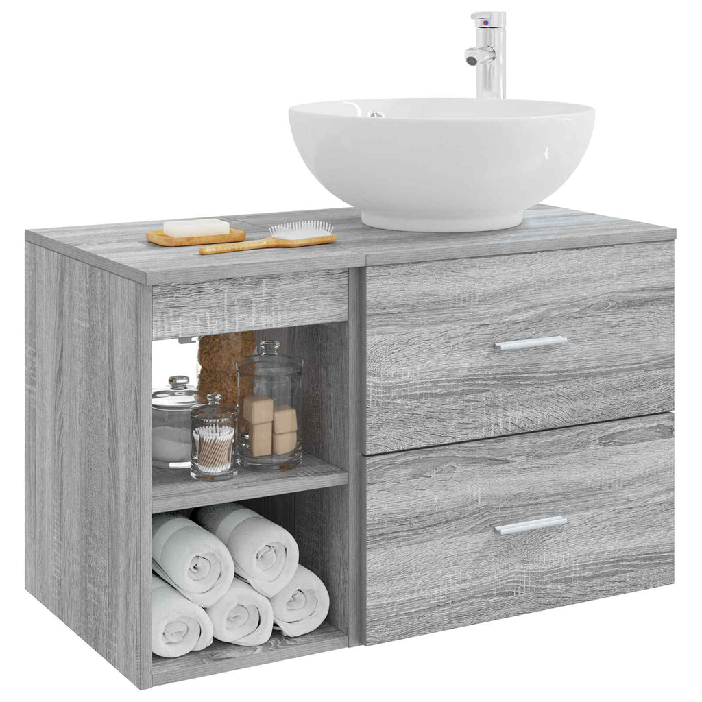 Badezimmermöbel-Set 2 pcs Grau Sonoma Holzwerkstoff