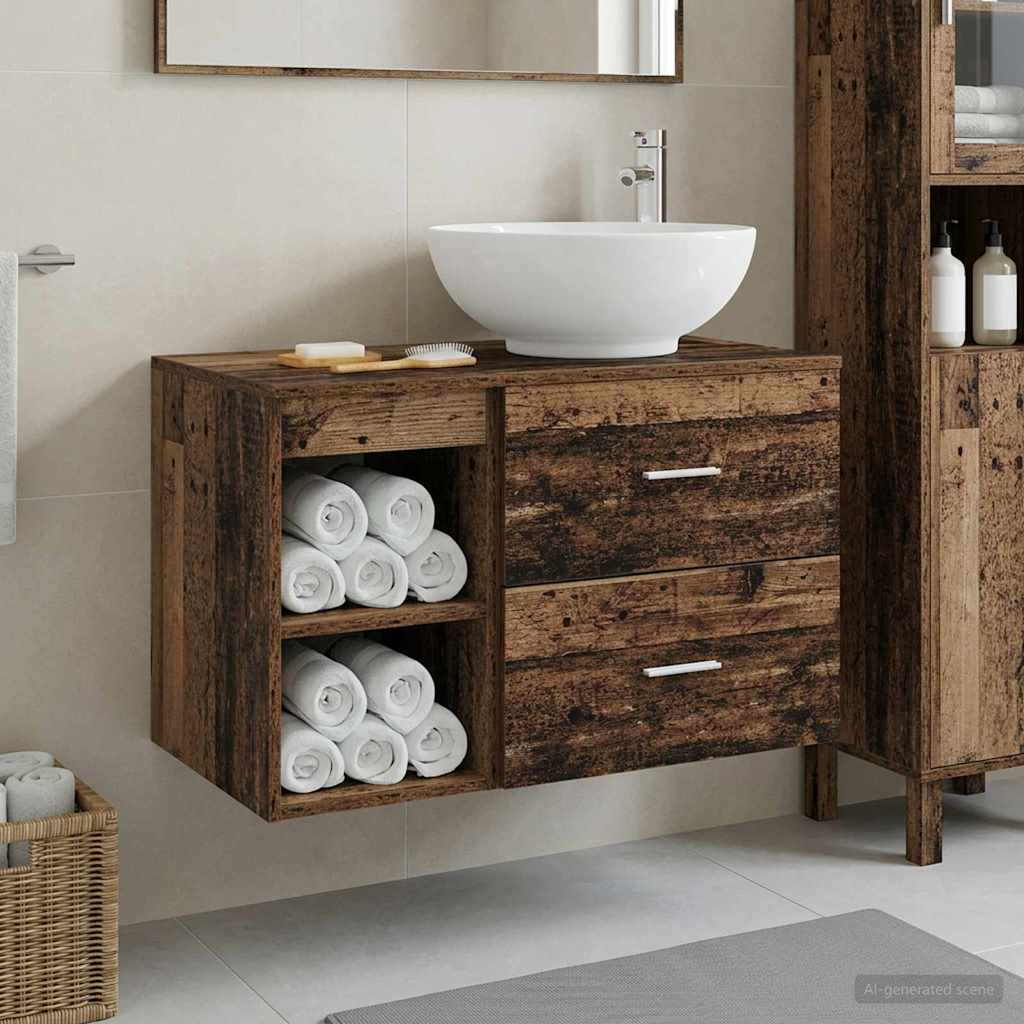 Badezimmermöbel-Set 2 pcs Altholz Holzwerkstoff