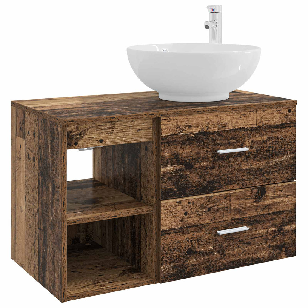 Badezimmermöbel-Set 2 pcs Altholz Holzwerkstoff