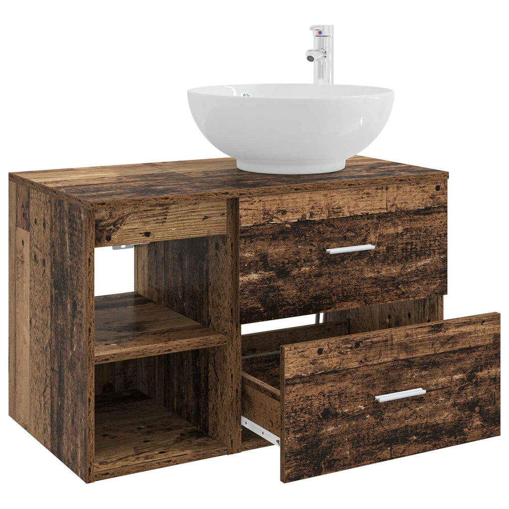 Badezimmermöbel-Set 2 pcs Altholz Holzwerkstoff