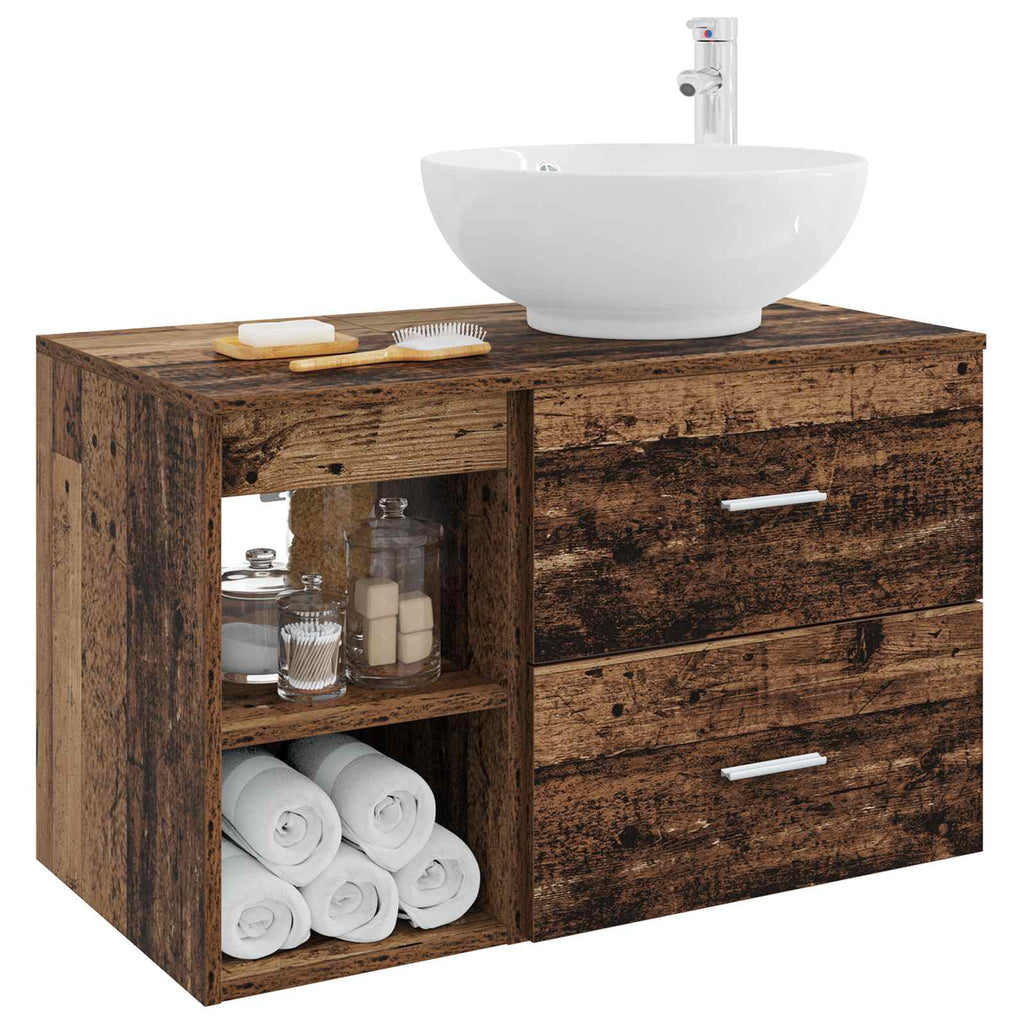 Badezimmermöbel-Set 2 pcs Altholz Holzwerkstoff