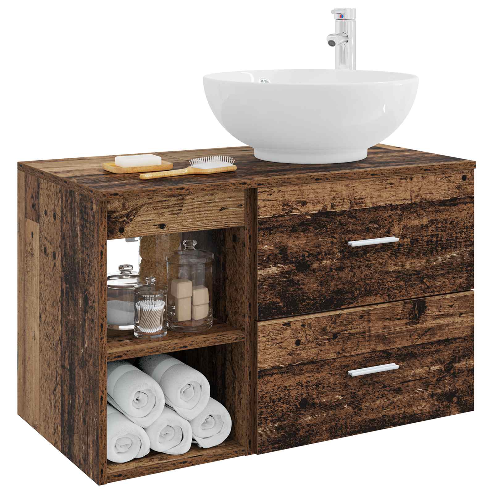 Badezimmermöbel-Set 2 pcs Altholz Holzwerkstoff