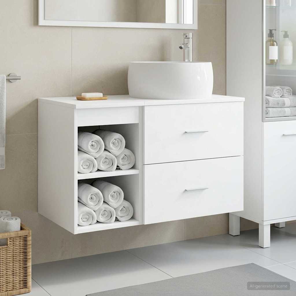 Badezimmermöbel-Set 2 pcs Weiß Holzwerkstoff