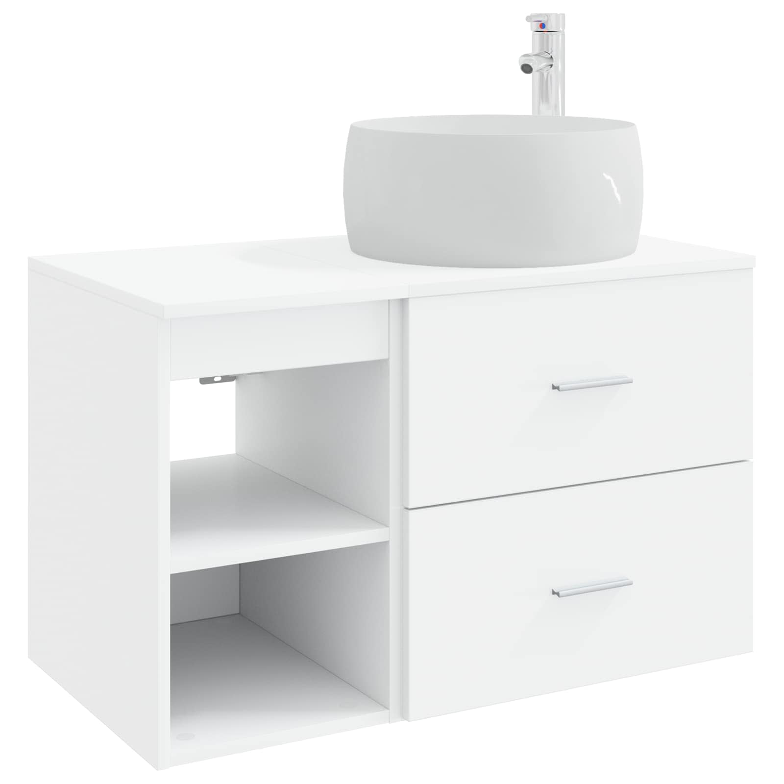 Badezimmermöbel-Set 2 pcs Weiß Holzwerkstoff