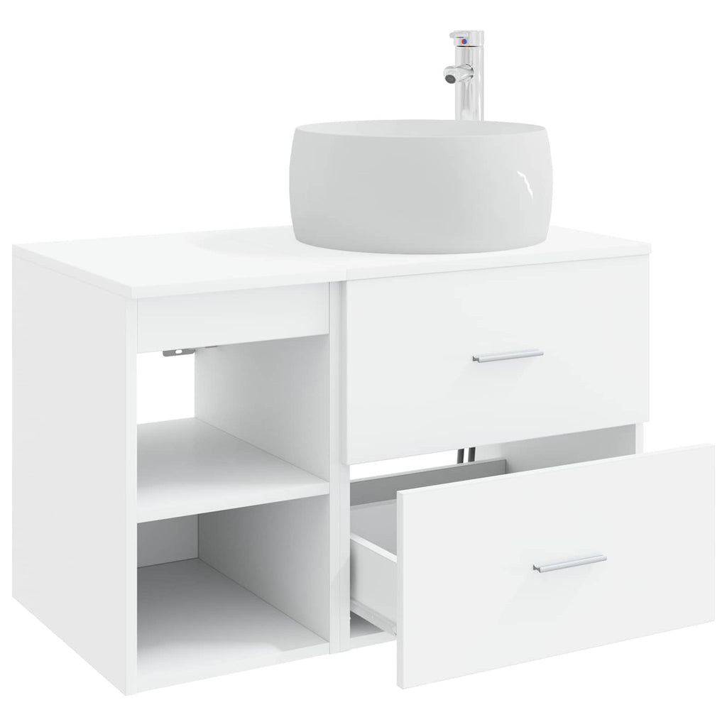 Badezimmermöbel-Set 2 pcs Weiß Holzwerkstoff