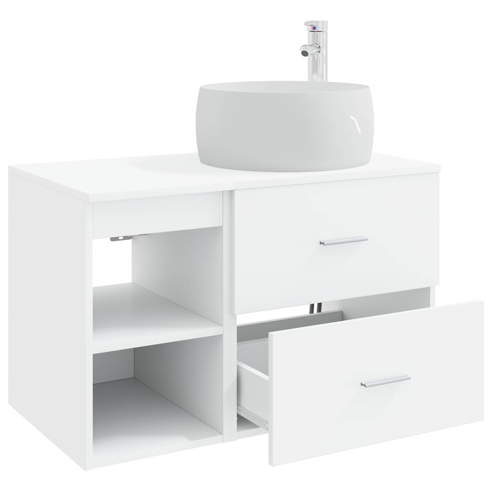 Badezimmermöbel-Set 2 pcs Weiß Holzwerkstoff