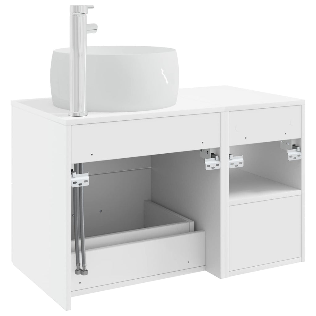 Badezimmermöbel-Set 2 pcs Weiß Holzwerkstoff